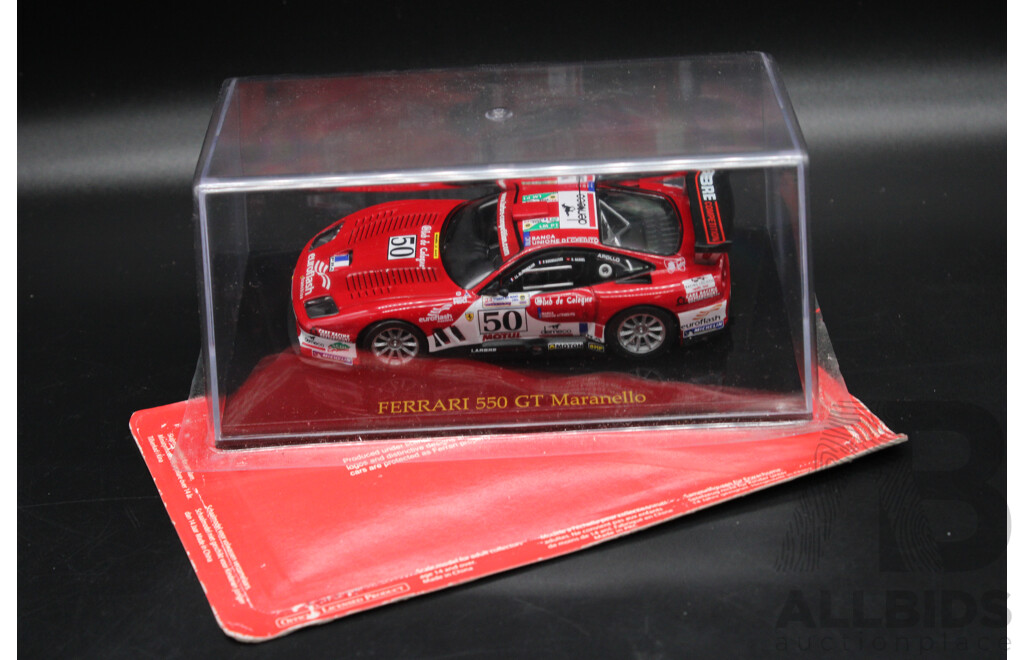 Five Diecast Ferraris Including 312T-1975, 612 Scaglietti ''China Tour'', 550 GT Maranello,  F126 C2, 599 GTB FIORANO ''Panamerican Tour''   - 1:43 Scale