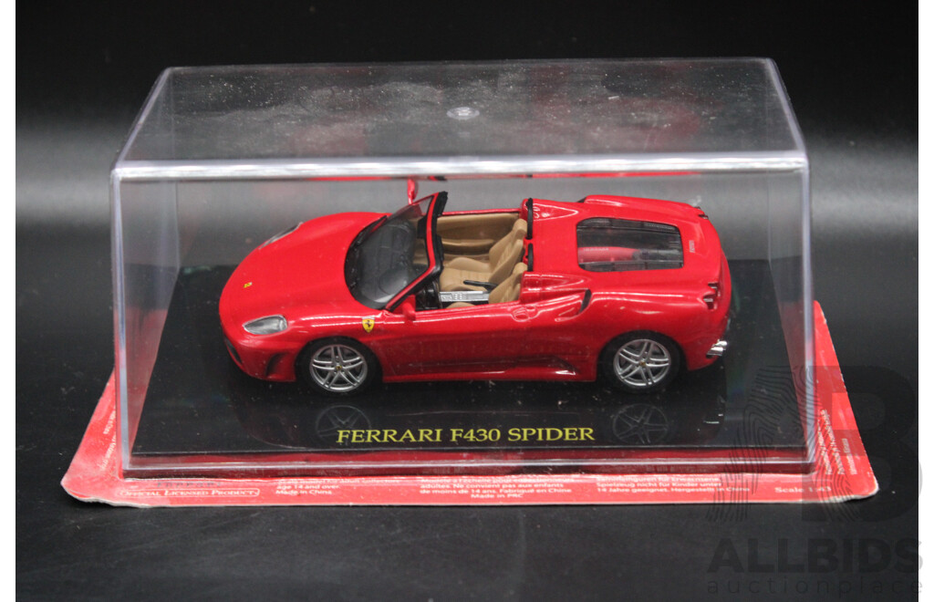 Five Diecast Ferraris Including F333 SP,  250 Testa Rossa, F430 Spider, Auto Avio, 166MM - 1:43 Scale