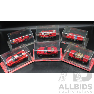 Six Red Diecast Ferrari Collection - 1:43 Scale