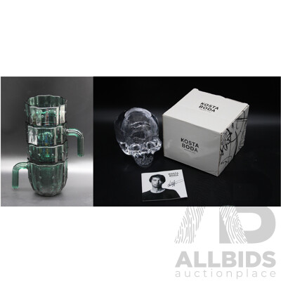 KOSTA BODA Skull Candle Holder & Cactus Stackable Glasses