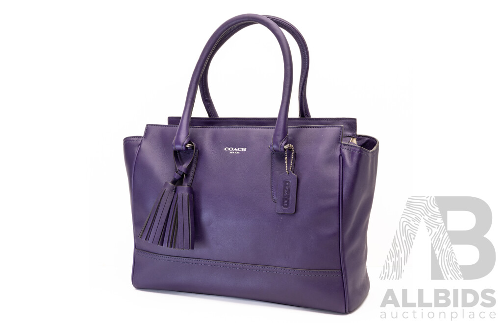 COACH 25201 Legacy Candace Carryall Tote Burgundy Purple, Leather, No. A1373-24201