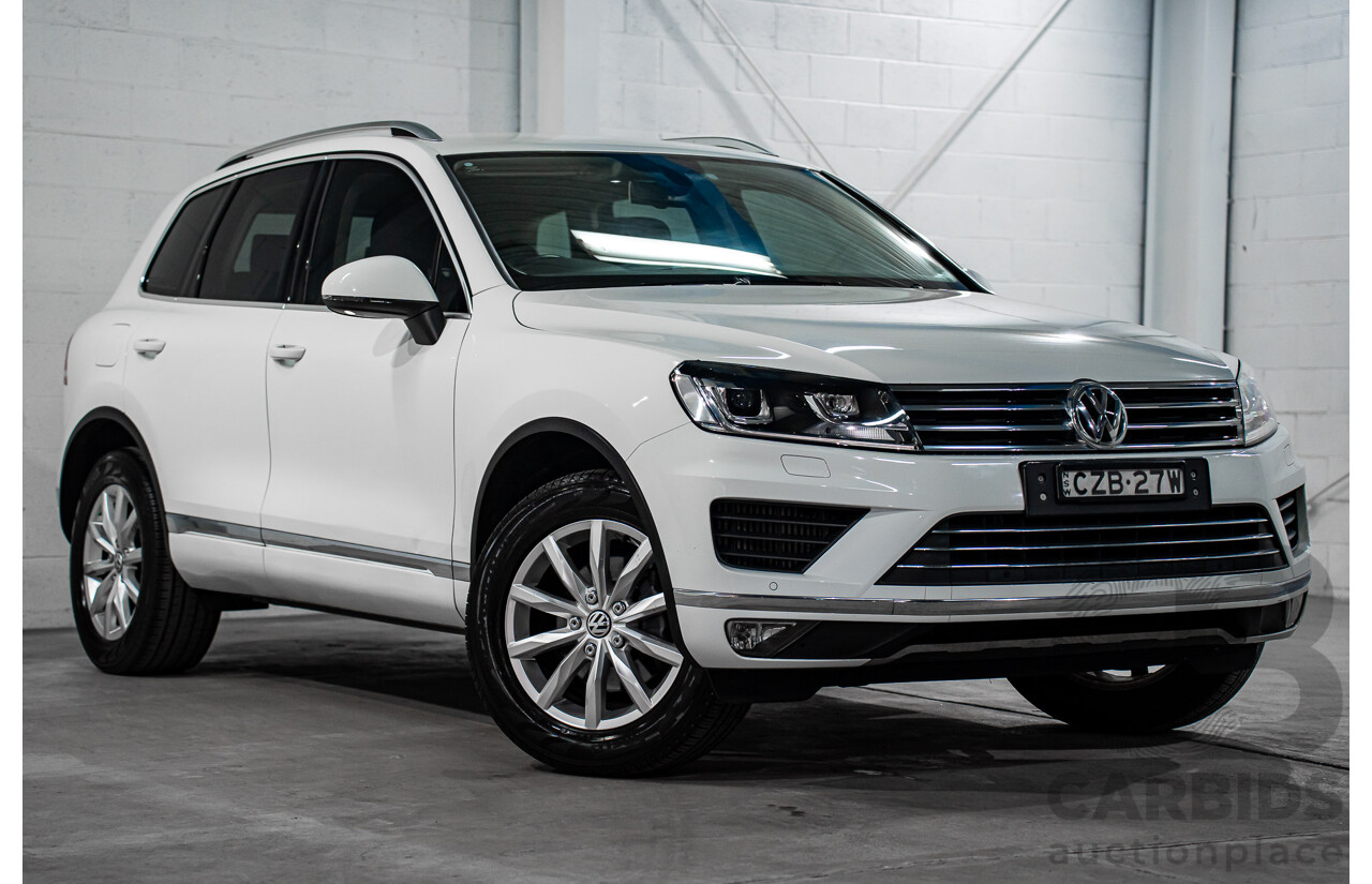6/2015 Volkswagen Touareg 150 TDI 7P MY16 4d Wagon Pure White Turbo Diesel V6 3.0L