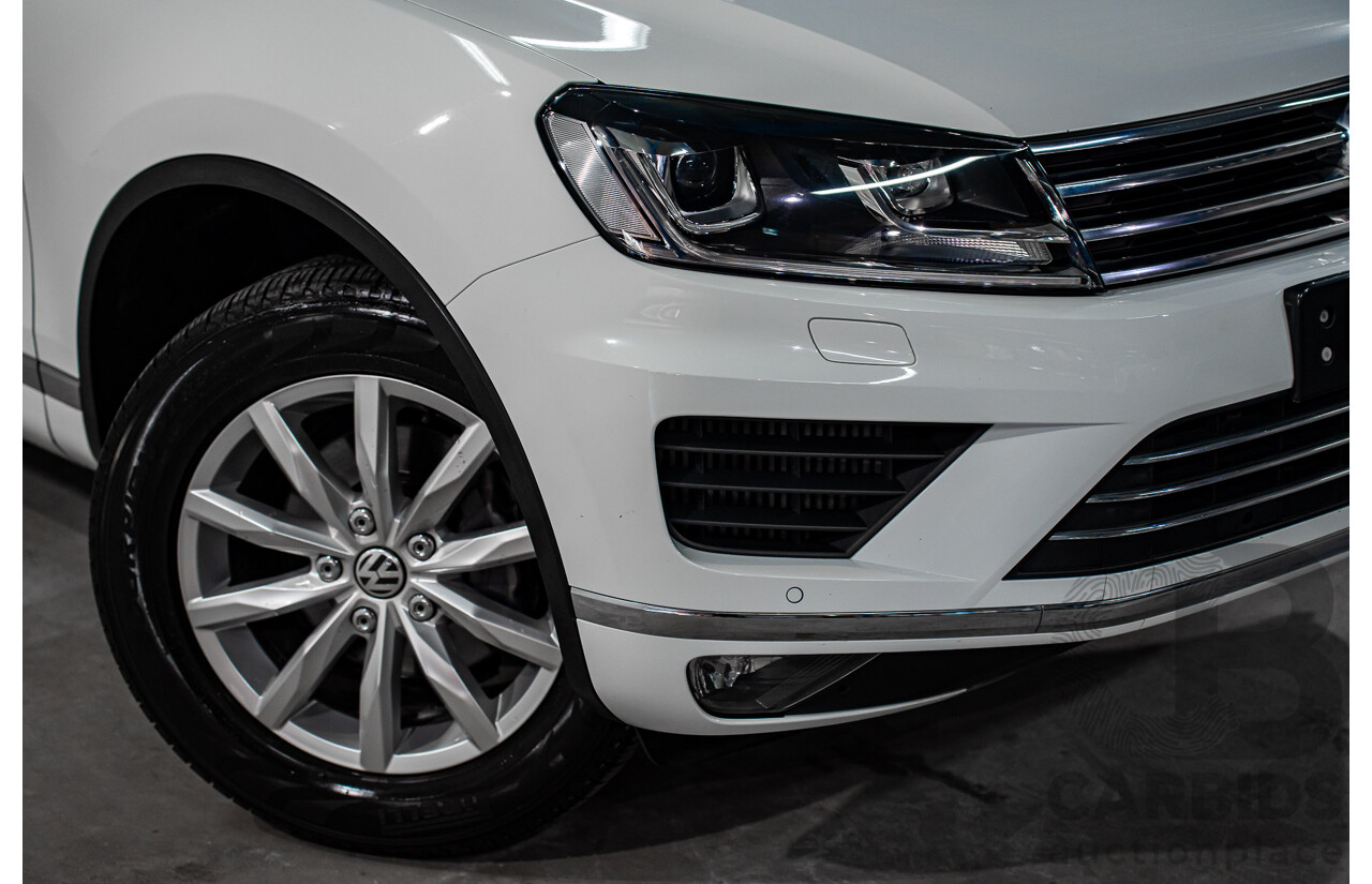 6/2015 Volkswagen Touareg 150 TDI 7P MY16 4d Wagon Pure White Turbo Diesel V6 3.0L