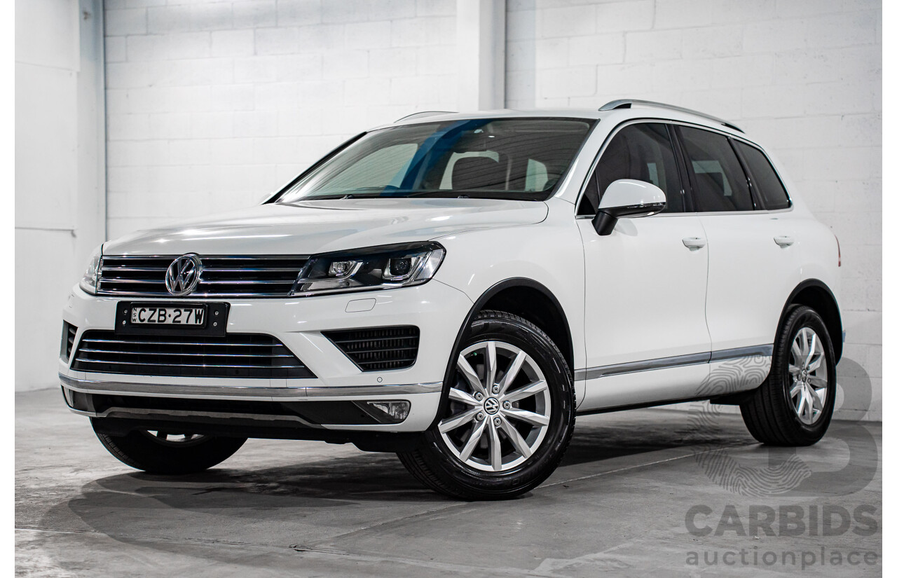 6/2015 Volkswagen Touareg 150 TDI 7P MY16 4d Wagon Pure White Turbo Diesel V6 3.0L