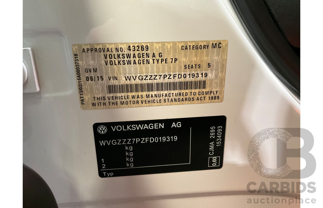 6/2015 Volkswagen Touareg 150 TDI 7P MY16 4d Wagon Pure White Turbo Diesel V6 3.0L