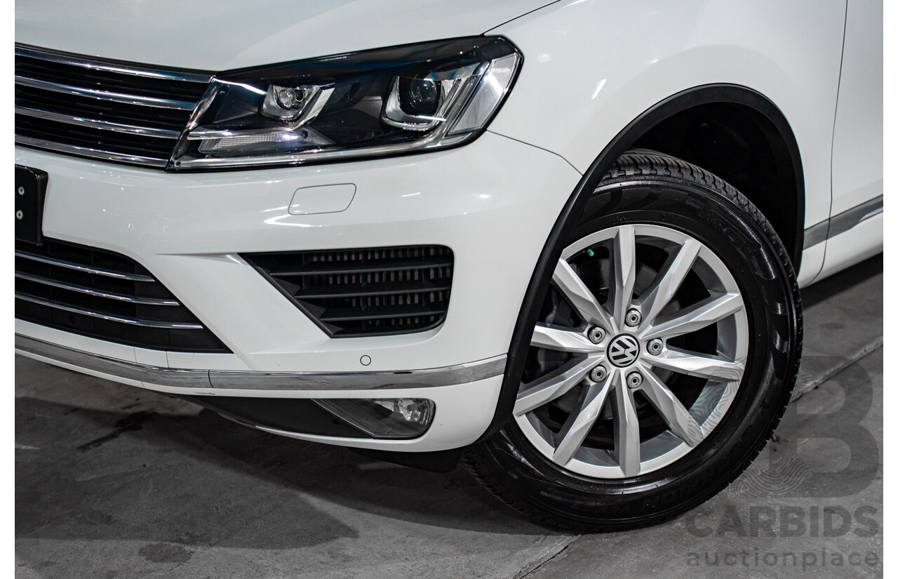6/2015 Volkswagen Touareg 150 TDI 7P MY16 4d Wagon Pure White Turbo Diesel V6 3.0L