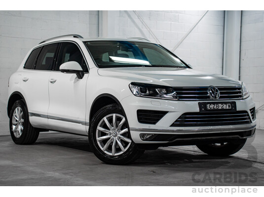 6/2015 Volkswagen Touareg 150 TDI 7P MY16 4d Wagon Pure White Turbo Diesel V6 3.0L