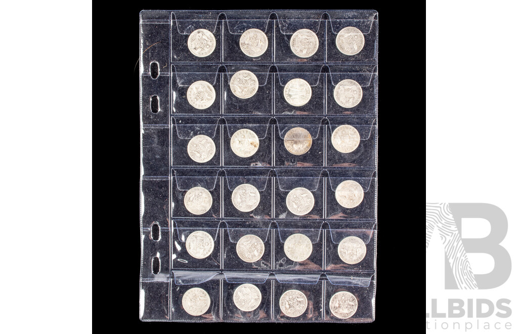 Seventy Two Australian Silver Threepence Examples Spanning 1910 to 1963 Including 1916M, 1917M, 1918M, 1919M, 1921M, 1942D, 1944S