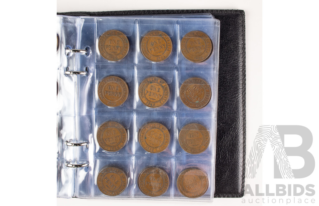 Album of One Hundred Australian KGV Pennies, Examples Spanning 1912 to 1936 Including 1915H 1916I(2), 1917I(2)