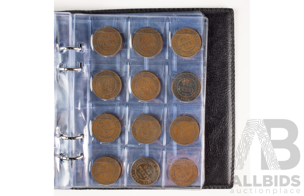 Album of One Hundred Australian KGV Pennies, Examples Spanning 1912 to 1936 Including 1915H 1916I(2), 1917I(2)