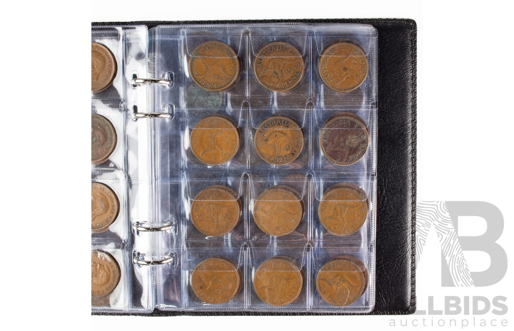 Album of Australian KGVI/QE2 Pennies, Examples Spanning 1939 to 1964 and KGV/KGVI/QE2 Half Pennies, Examples Spanning 1912 to 1960 Including 1916I and 1917I