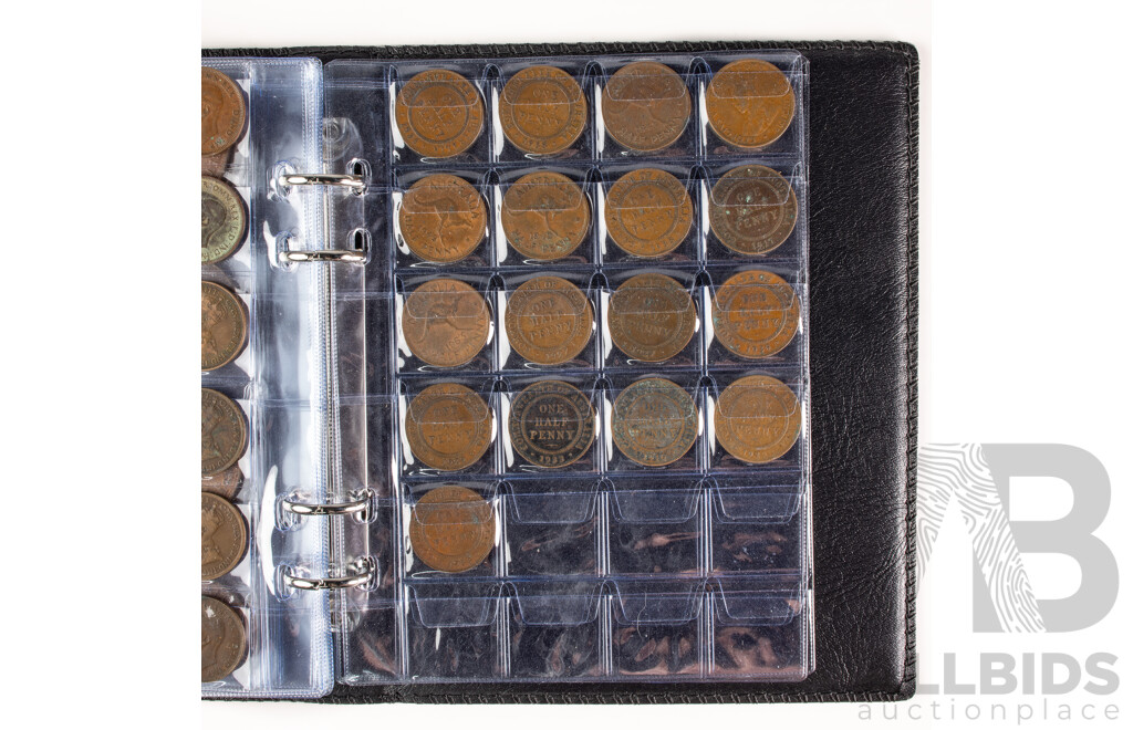 Album of Australian KGVI/QE2 Pennies, Examples Spanning 1939 to 1964 and KGV/KGVI/QE2 Half Pennies, Examples Spanning 1912 to 1960 Including 1916I and 1917I