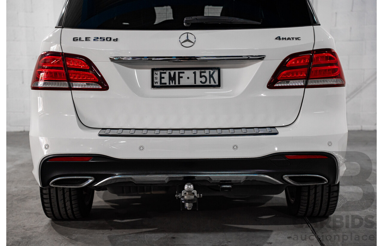 02/2018 Mercedes-Benz GLE 250d 4Matic (AWD) 166 MY17.5 4D Wagon Polar White Turbo Diesel 2.1L