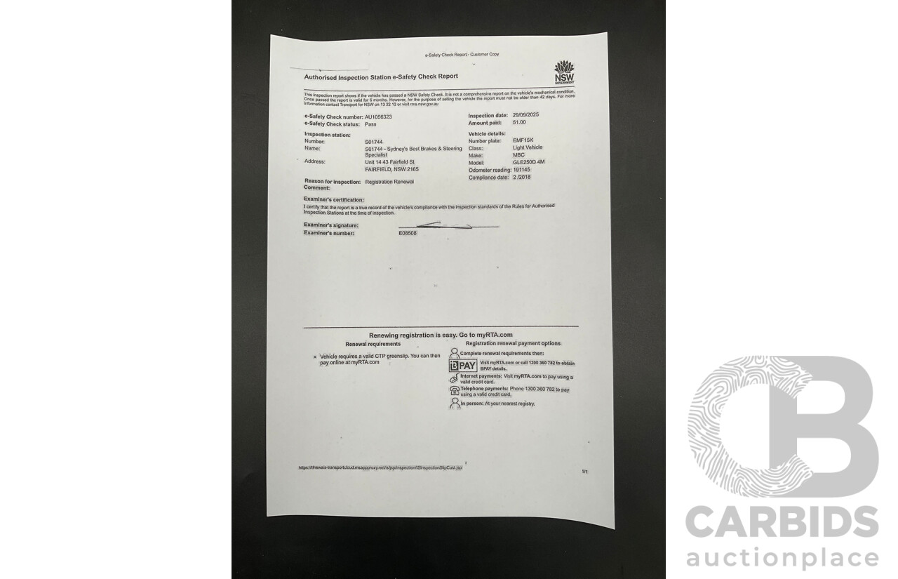 02/2018 Mercedes-Benz GLE 250d 4Matic (AWD) 166 MY17.5 4D Wagon Polar White Turbo Diesel 2.1L