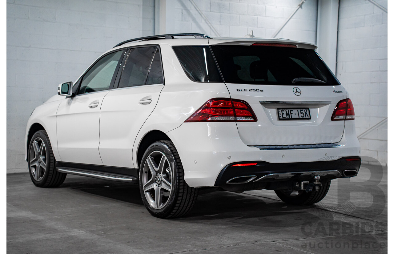 02/2018 Mercedes-Benz GLE 250d 4Matic (AWD) 166 MY17.5 4D Wagon Polar White Turbo Diesel 2.1L