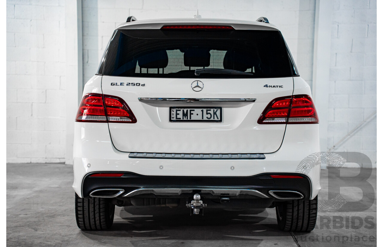 02/2018 Mercedes-Benz GLE 250d 4Matic (AWD) 166 MY17.5 4D Wagon Polar White Turbo Diesel 2.1L