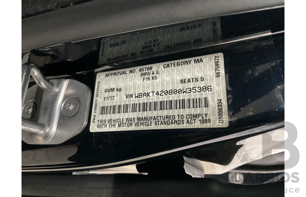 11/2017 BMW X5 sDrive25d M Sport (RWD) F15 MY16 4d Wagon Carbon Black Metallic Turbo Diesel 2.0L
