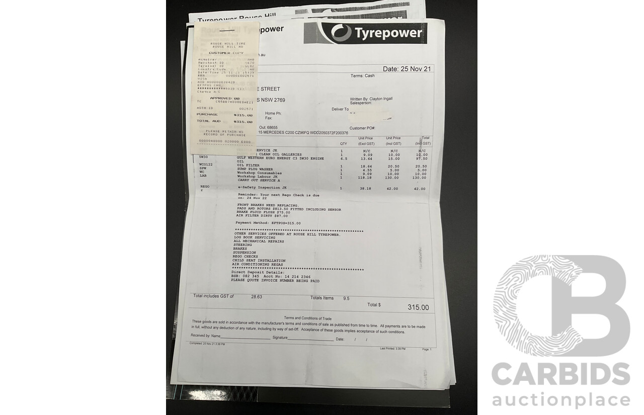 7/2015 Mercedes-Benz C200 Bluetec 205 4d Sedan Palladium Silver Turbo Diesel 1.6L