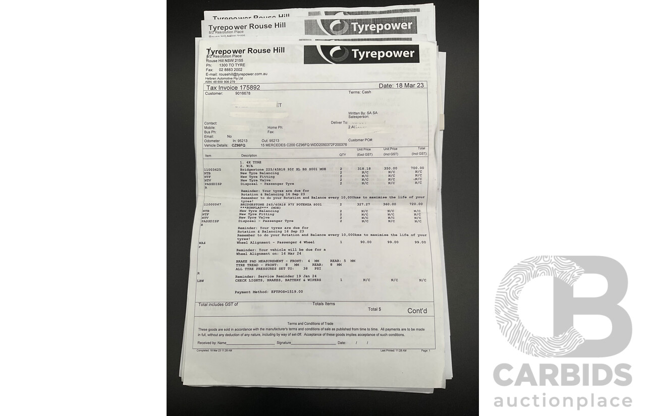 7/2015 Mercedes-Benz C200 Bluetec 205 4d Sedan Palladium Silver Turbo Diesel 1.6L