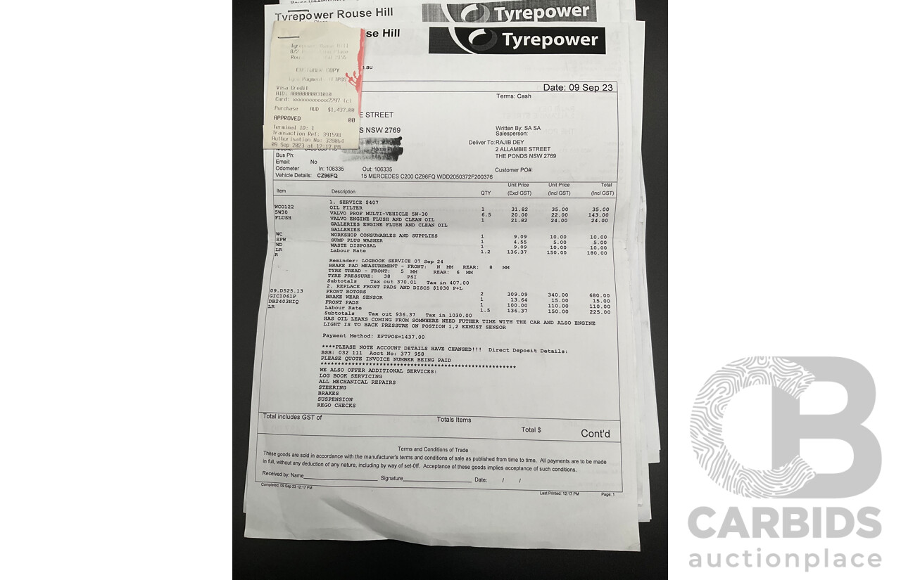 7/2015 Mercedes-Benz C200 Bluetec 205 4d Sedan Palladium Silver Turbo Diesel 1.6L