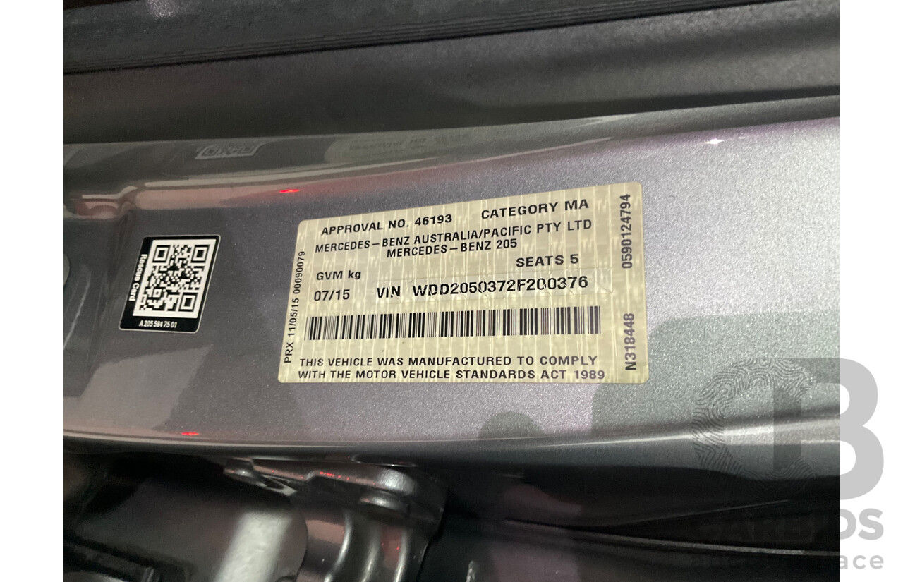 7/2015 Mercedes-Benz C200 Bluetec 205 4d Sedan Palladium Silver Turbo Diesel 1.6L