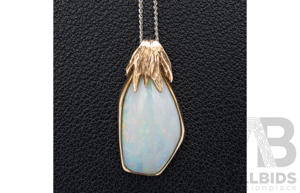 9ct Vintage Australian Solid Opal Pendant, 25mm, 2.16 Grams