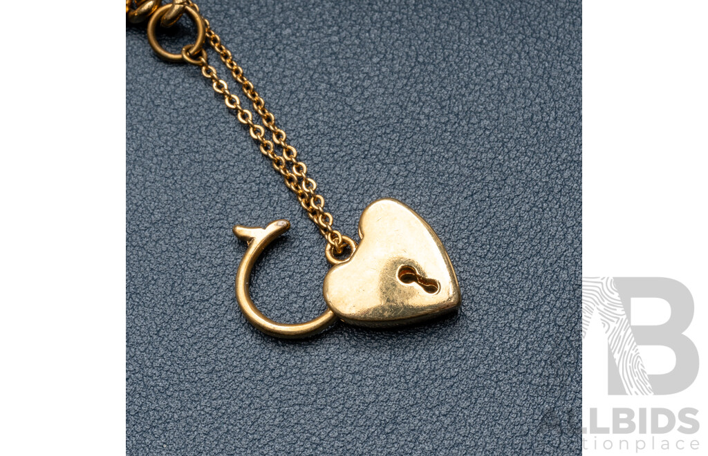 Vintage 4-6ct Gold Curb Link Padlock Bracelet, 19cm, 18.65 Grams