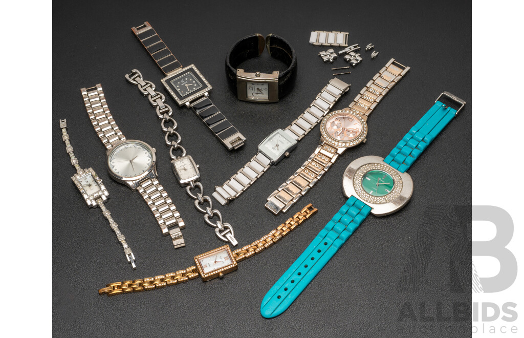 Collection of (9) Ladies Dress Watches Including Fossil, Elite & Goldmark