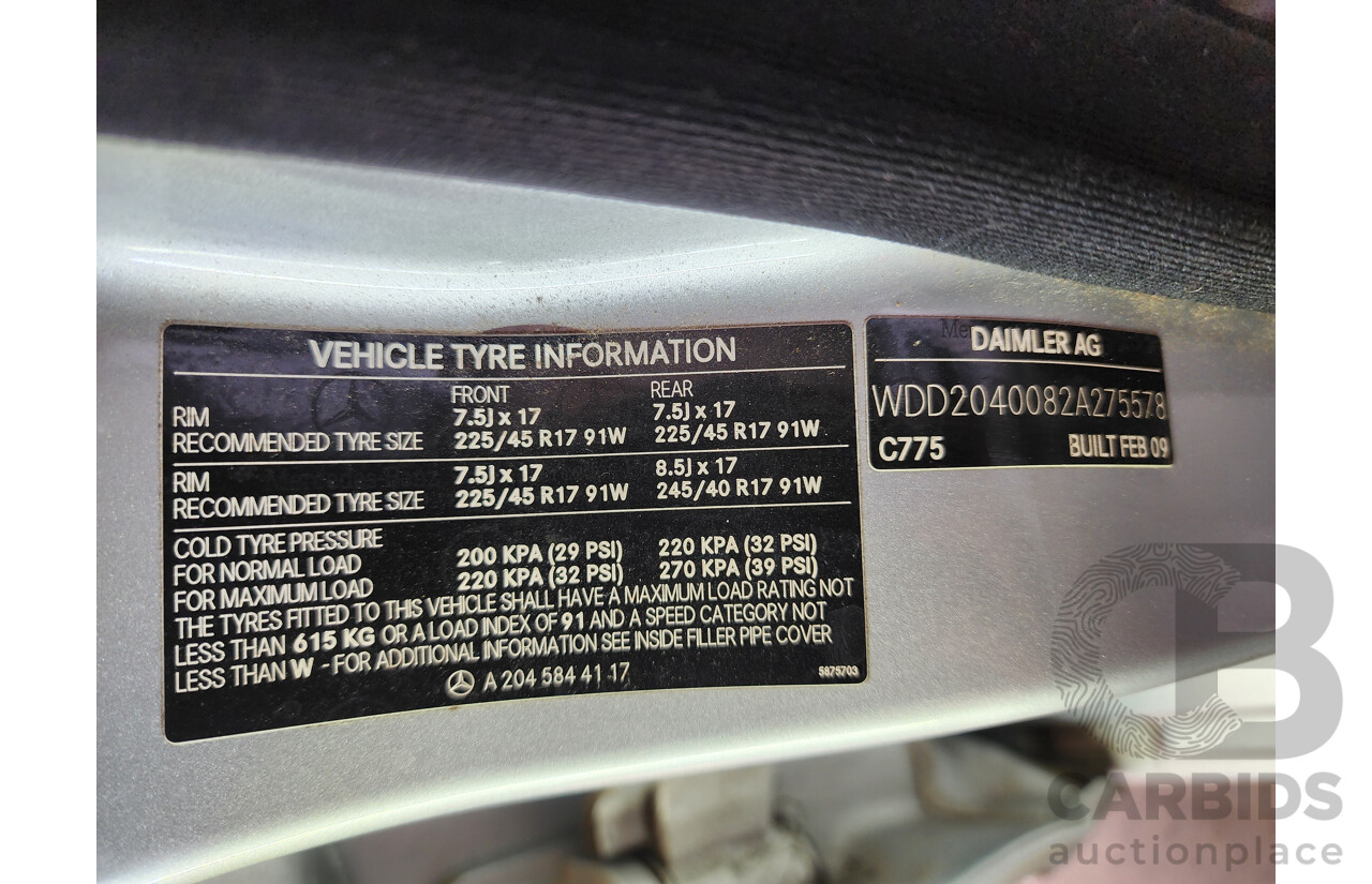 5/2009 Mercedes-Benz C220 CDI Classic W204 4d Sedan Silver 2.1L