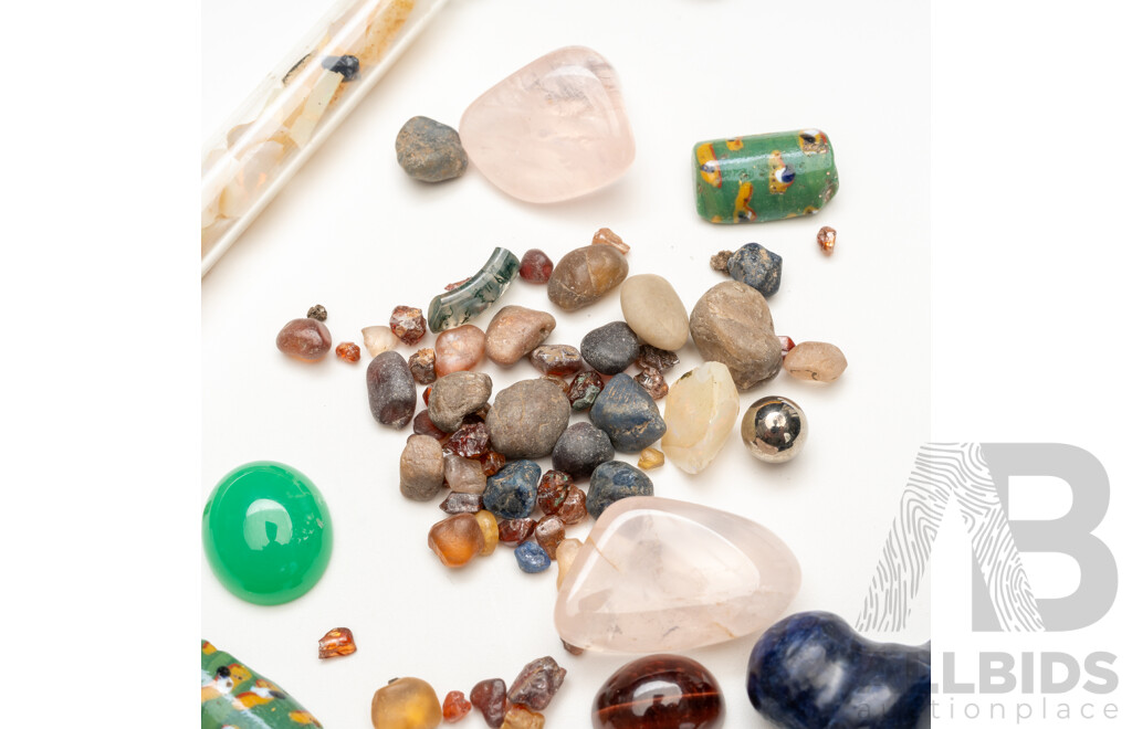 Small Packet of Mixed Gemstones Including Australian Crystal Opal & Rose Quartz