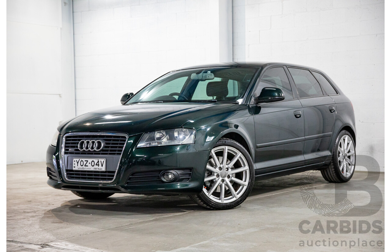 12/2009 Audi A3 Sportback 2.0 TFSI Quattro AMB 8P MY10 5d Hatchback Deep Green Pearl Turbo 2.0L