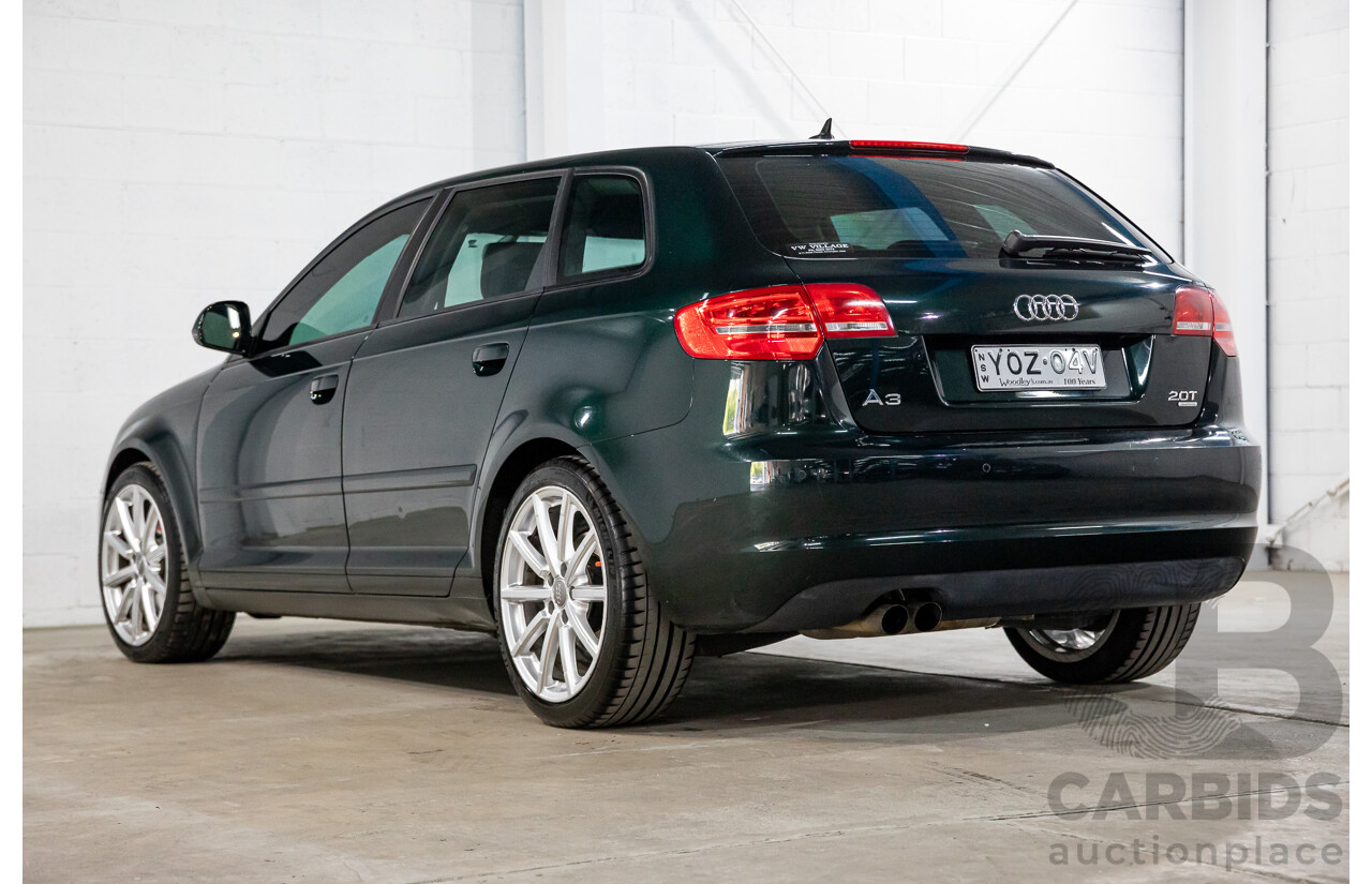 12/2009 Audi A3 Sportback 2.0 TFSI Quattro AMB 8P MY10 5d Hatchback Deep Green Pearl Turbo 2.0L