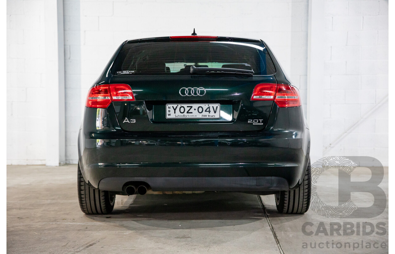 12/2009 Audi A3 Sportback 2.0 TFSI Quattro AMB 8P MY10 5d Hatchback Deep Green Pearl Turbo 2.0L