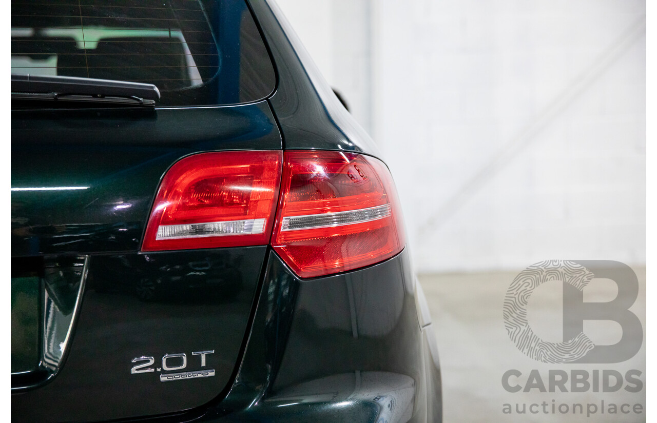 12/2009 Audi A3 Sportback 2.0 TFSI Quattro AMB 8P MY10 5d Hatchback Deep Green Pearl Turbo 2.0L