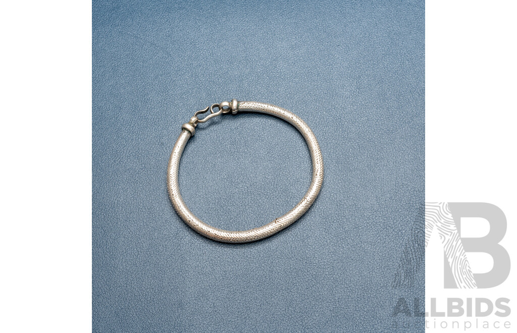 Sterling Silver Ornate Herringbone Rope Link Bracelet, 22cm with Hook Clasp, 41.0 Grams