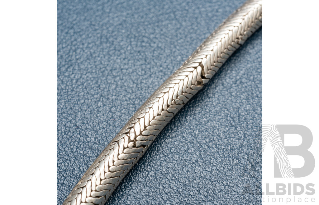 Sterling Silver Ornate Herringbone Rope Link Bracelet, 22cm with Hook Clasp, 41.0 Grams