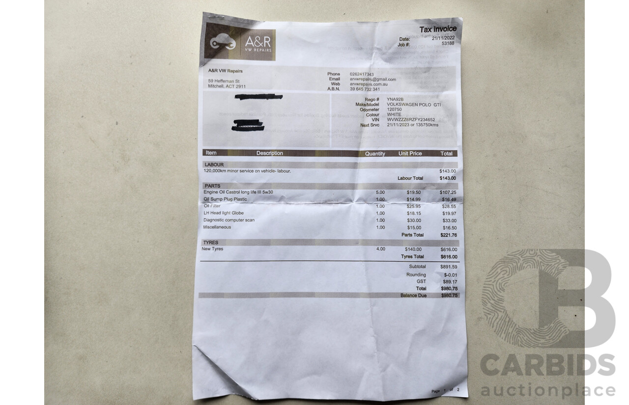 4/2015 Volkswagen Polo GTi 6R MY15 5d Hatchback White 1.8L