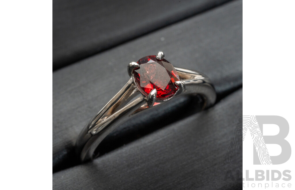 BRAND NEW - 9ct White Gold Red Spinel Ring, Size N, 3.73 Grams