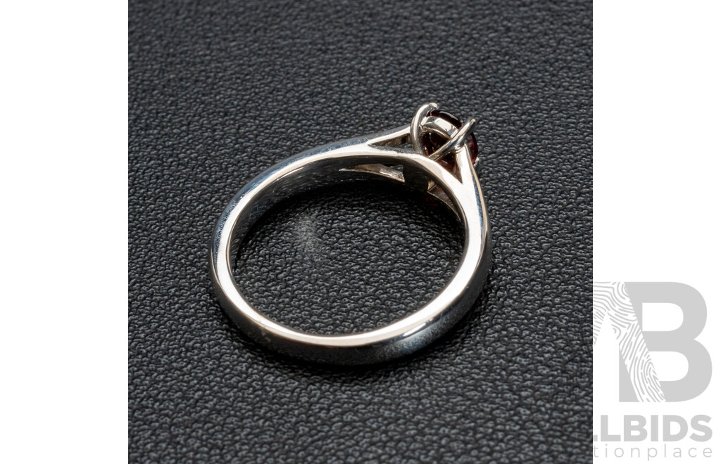 BRAND NEW - 9ct White Gold Red Spinel Ring, Size N, 3.73 Grams