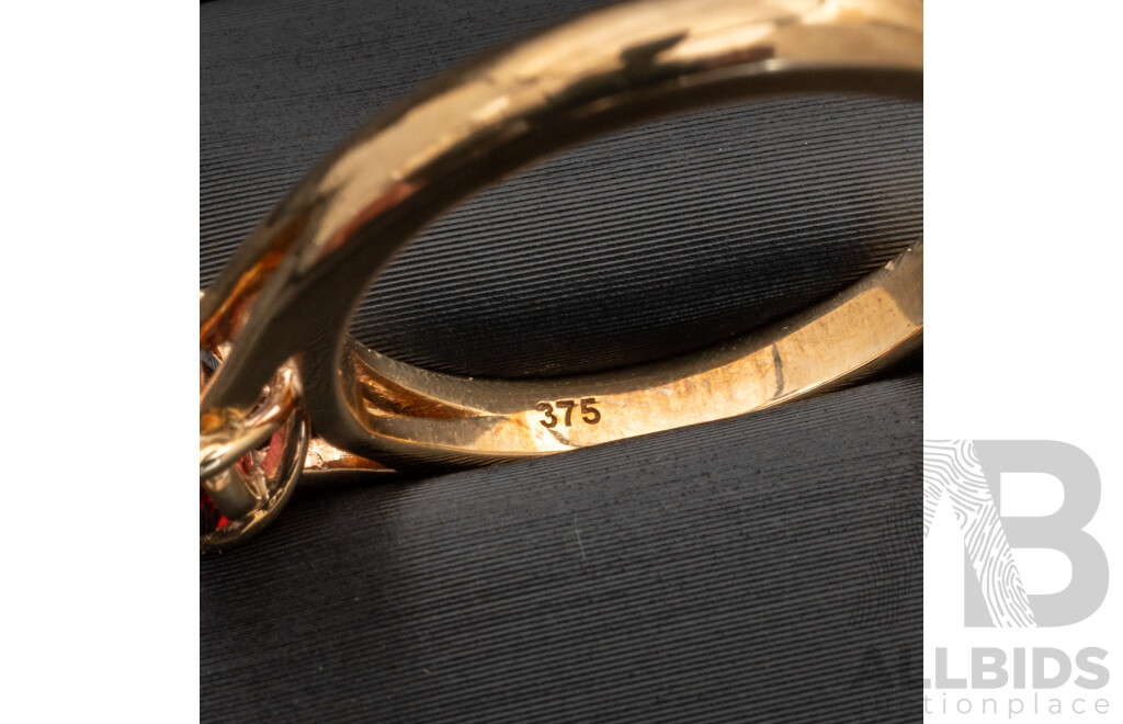 BRAND NEW - 9ct Yellow Gold Red Spinel Ring, Size N, 3.36 Grams