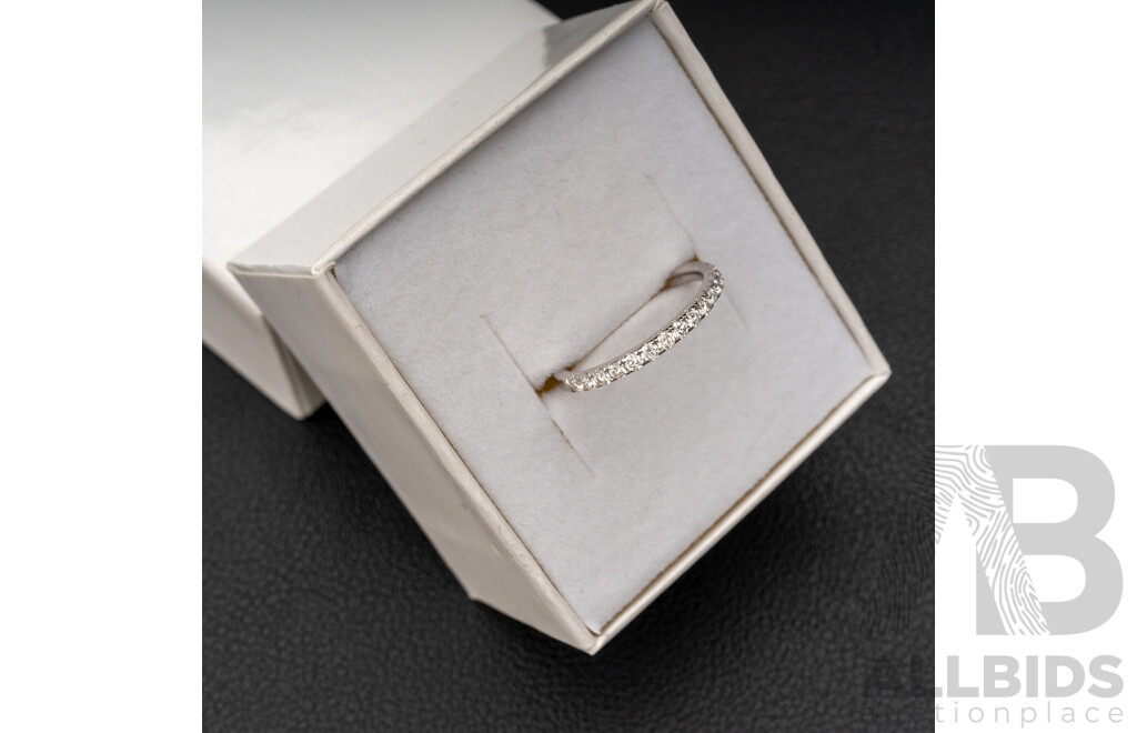 BRAND NEW - 18ct White Gold Diamond Set Wedding Ring, 0.32ct, Size K1/2, 1.90 Grams
