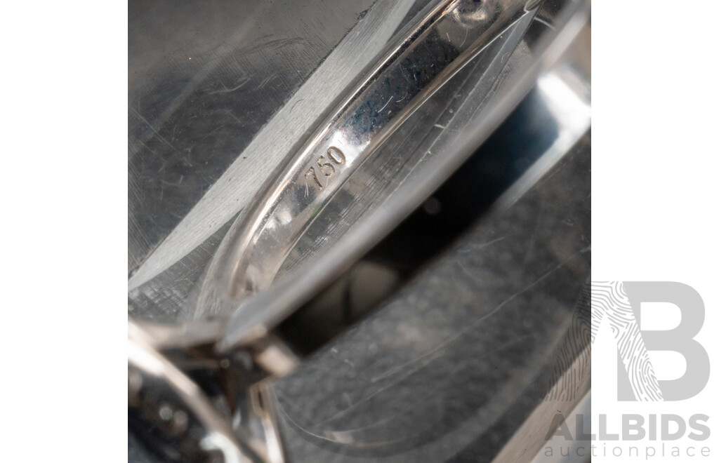 BRAND NEW - 18ct White Gold Grey Spinel & Diamond Halo Ring, S1.73ct/TDW0.25ct, Size M, 5.56 Grams