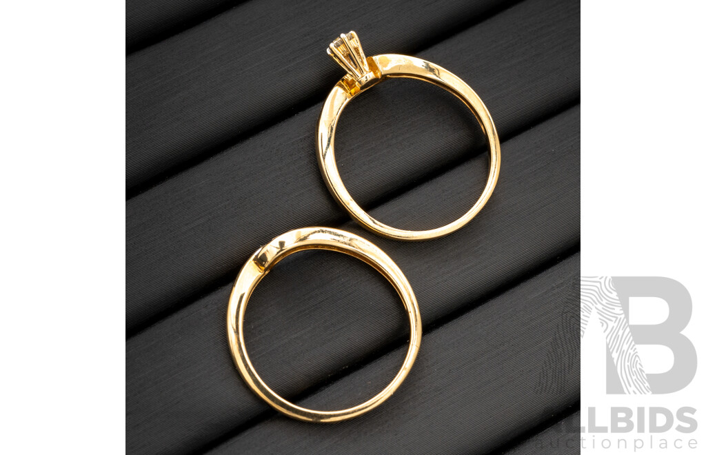 BRAND NEW - 9ct Yellow Gold Diamond Bridal Set, Est TDW 0.25ct, Size N, 3.30 Grams