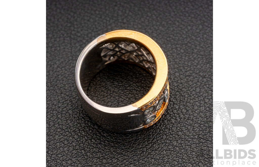 BRAND NEW - 18ct White/rose Gold Diamond Set Band, TDW 2.10ct, Size O, 16.90 Grams