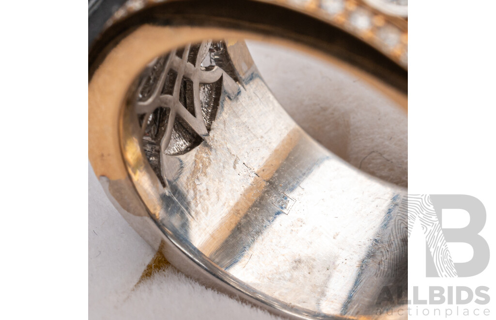 BRAND NEW - 18ct White/rose Gold Diamond Set Band, TDW 2.10ct, Size O, 16.90 Grams