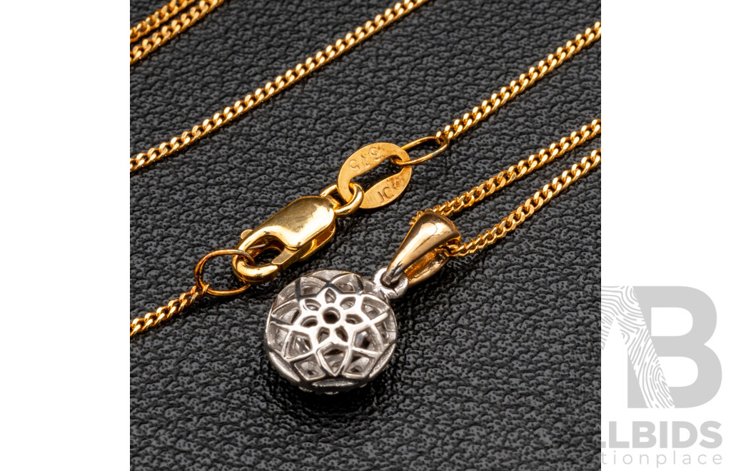 BRAND NEW - 9ct Australian Chocolate Diamonds 'Baby Halo 5005P' Pendant TDW 0.55ct & 9ct 45cm Curb Link Necklace,