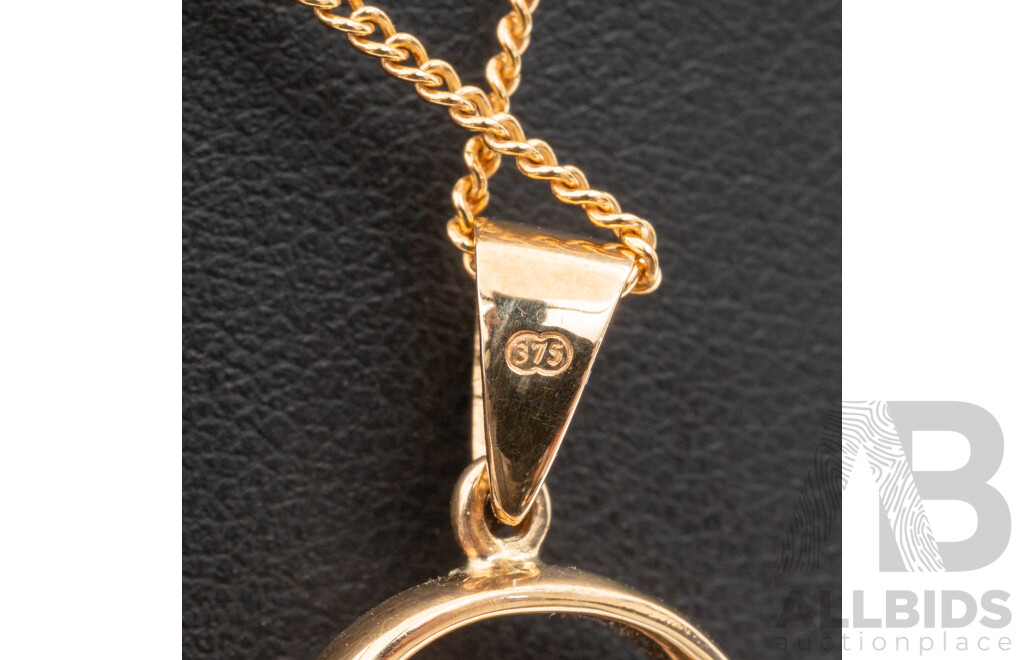 BRAND NEW - 9ct Unique Artisan Pink Tourmaline & Diamond Pendant, 37mm, on 9ct Yellow Gold Necklace, 55cm, 7.10 Grams