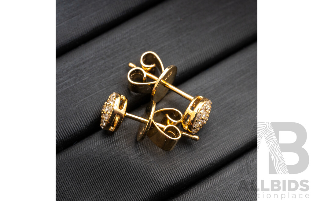 BRAND NEW - 10ct Yellow Gold diamond cluster Stud Earrings, TDW 0.18ct, 5.85mm, 1.75 Grams