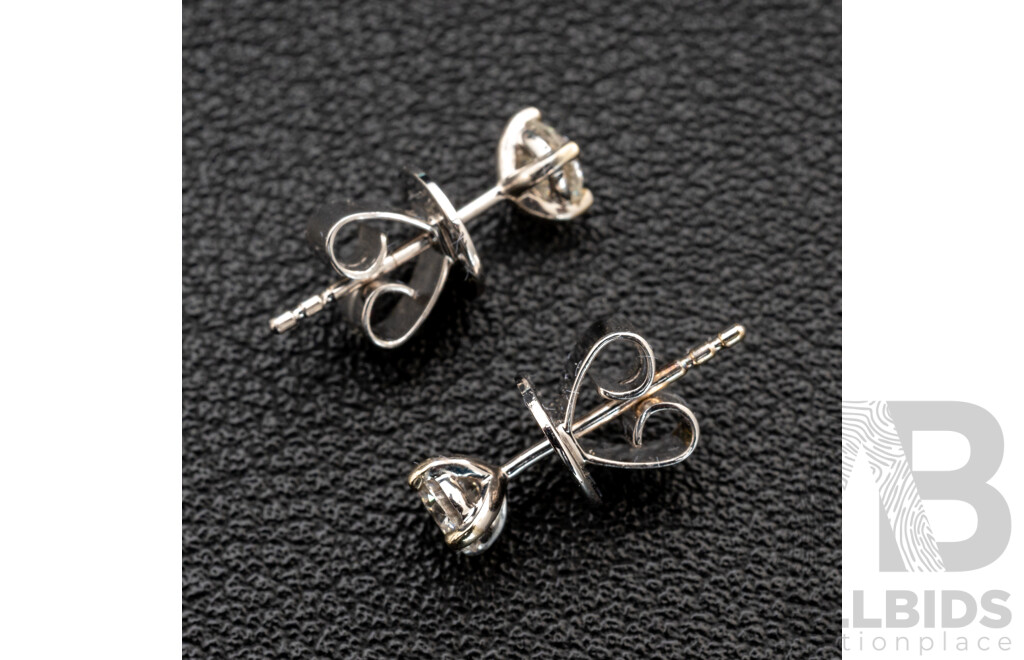 BRAND NEW - 10ct white Gold Diamond Stud Earrings, TDW 0.50ct, 4.05mm, 1.37 Grams