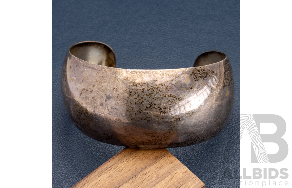 Vintage Sterling Silver Domed Cuff Bangle, 64mm, 40.05 Grams